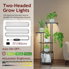 Plant Stand Indoor with Grow Light, 5-Tiered Tall Plant Stand Indoor, Metal Plant Shelf with Hanging Basket Hook and Adjustable Light, Ideal for Living Room, Garden, Patio (Black )