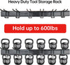 Garage Storage Rack Hooks, 48 Inch Heavy Duty Wall Mount Garage Organization with 3 Rails and 6 Adjustable Double Wall Hooks,Hanging Shelves for Garden Tool/Broom/Mop(Black)