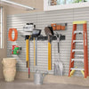 Garage Storage Rack Hooks, 48 Inch Heavy Duty Wall Mount Garage Organization with 3 Rails and 6 Adjustable Double Wall Hooks,Hanging Shelves for Garden Tool/Broom/Mop(Black)