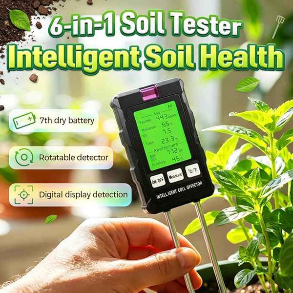 soil moisture meter for lawn 6-in-1 Soil Moisture Meter, 2026 New Digital Plant Temperature/Soil Moisture  Test & PH Meter/Sunlight Intensity, Large Dial Soil Tester for Indoor &  Outdoor Gardening, Lawn, Farm (1PCS)