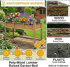 DWVO 47x18x31in Raised Garden Bed HDPE, Weather-Resistant Poly Wood Planter Box Stand, Planter Box with Legs & Lockable Wheels, Elevated Garden Bed for Backyard Patio Balcony - Brown