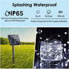 (Cool White ⇋ Multicolor) Solar Christmas String Lights Outdoor, 2-Pack 80FT 200 LED Waterproof Silver Wire, Solar Twinkle Lights with 8 Modes Solar Fairy Light for Tree Garden Wedding Christmas Decor