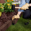 Rubberific 4' Rubber Cobblestone Flexible No Dig Landscape Mulch Border Edging with Anchoring Spikes for Lawns, Gardens, and Flower Beds (1, Brown)