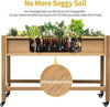 DWVO 47x18x31in Raised Garden Bed HDPE, Weather-Resistant Poly Wood Planter Box Stand, Planter Box with Legs & Lockable Wheels, Elevated Garden Bed for Backyard Patio Balcony - Brown